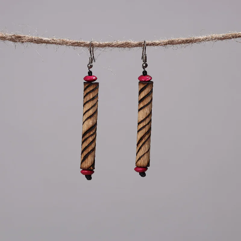 Hand Carved Bamboo Wooden Earrings