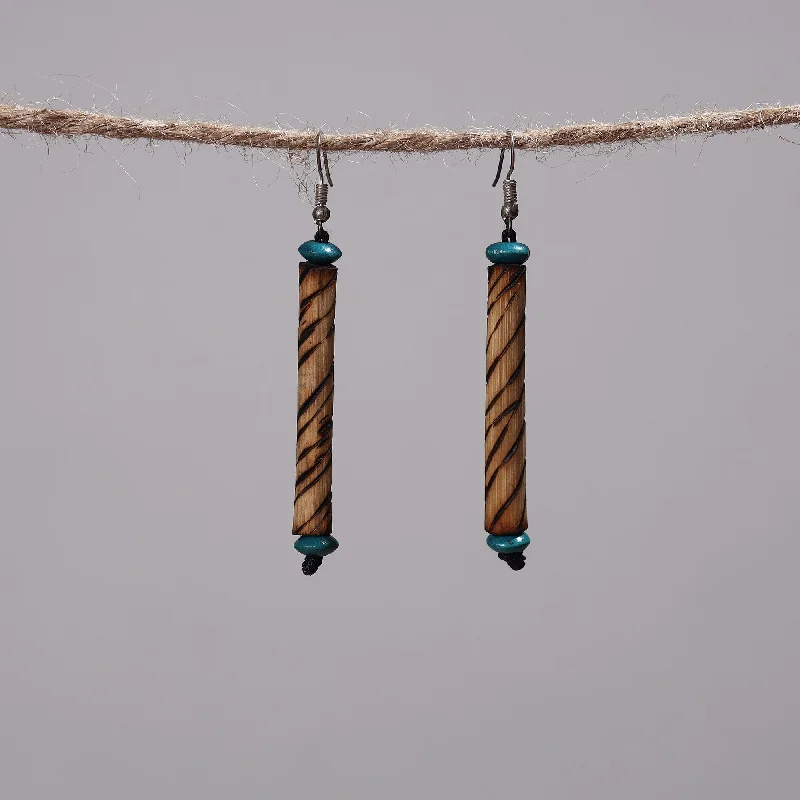 Hand Carved Bamboo Wooden Earrings