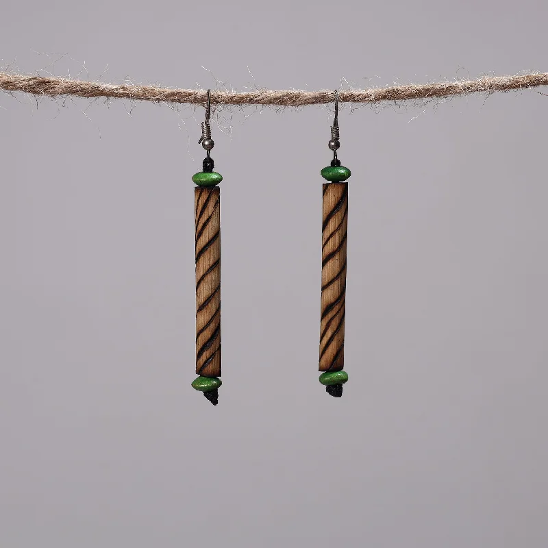 Hand Carved Bamboo Wooden Earrings