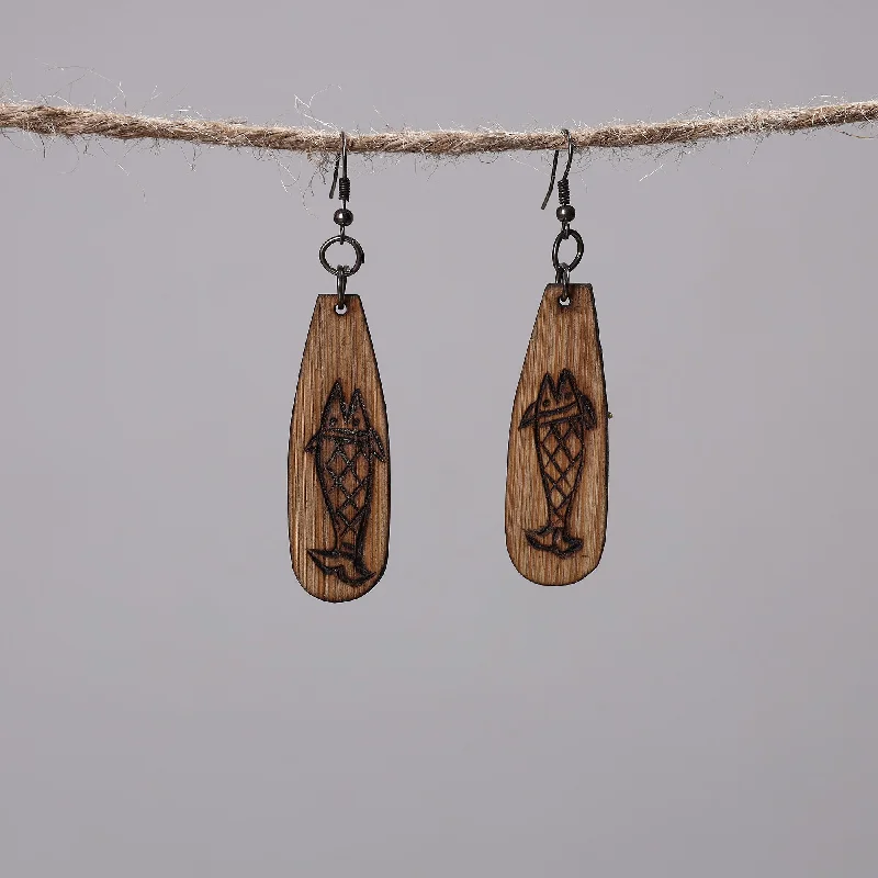 Hand Carved Bamboo Wooden Earrings