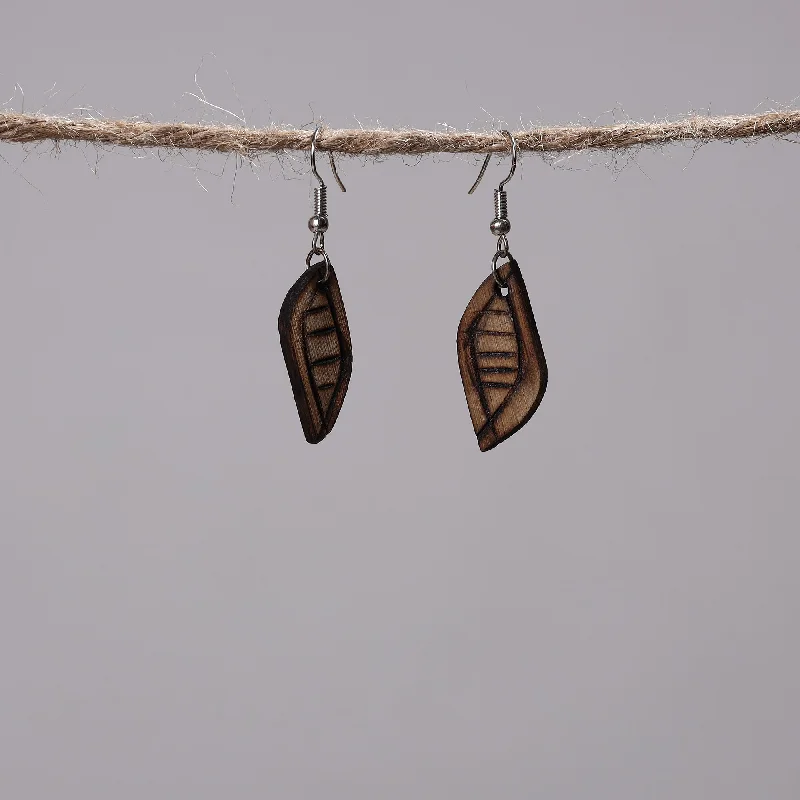 Hand Carved Bamboo Wooden Earrings