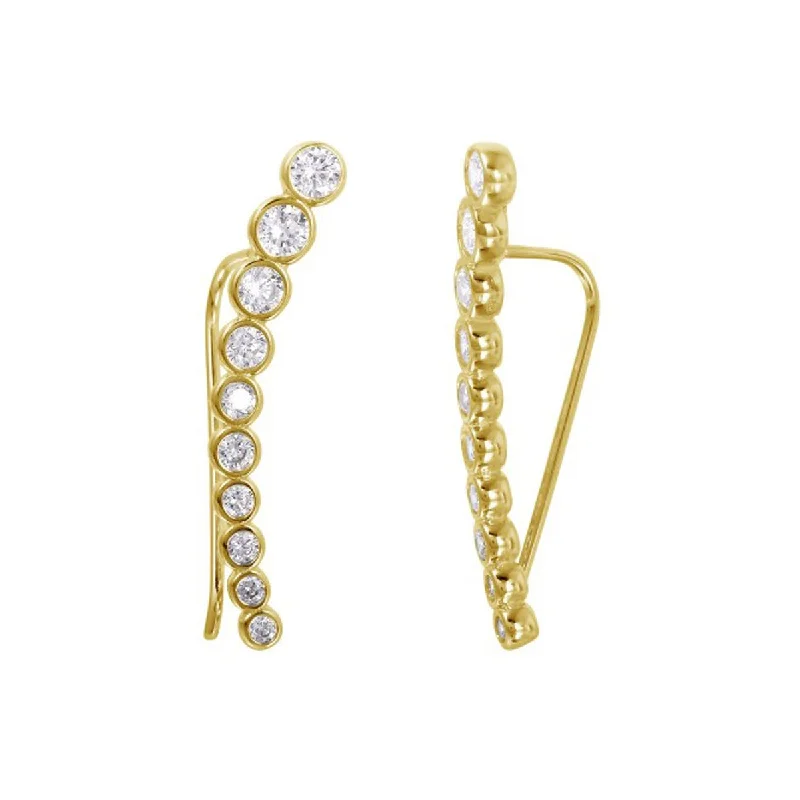 Adornia Bezeled Ear Climber Earrings  gold