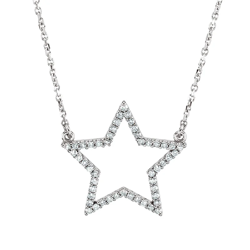 Bold And Beautiful Jewelry Now At Irresistible Prices 1/4 cttw Diamond Star Necklace in 14k White Gold