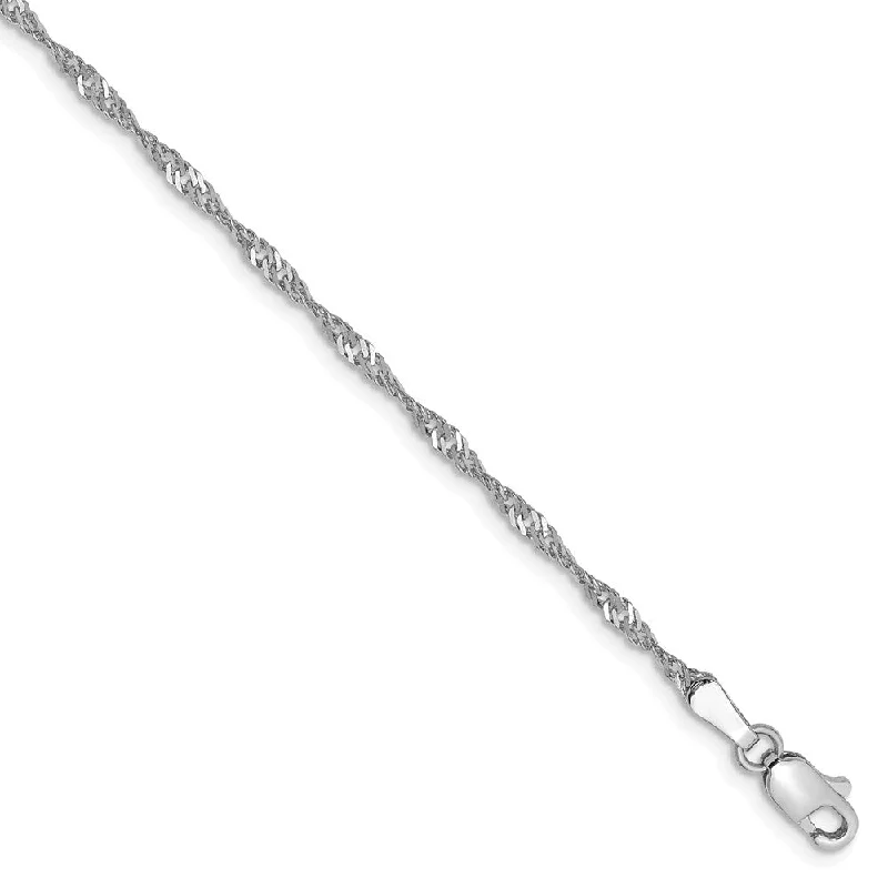 1.7mm, 14k White Gold, Singapore Chain Anklet or Bracelet