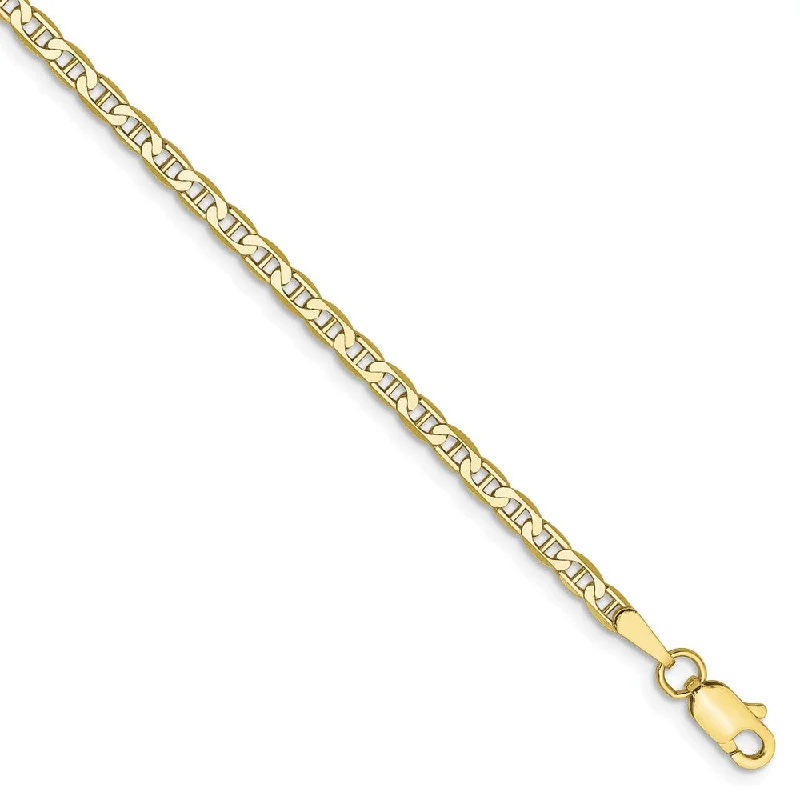 10k Yellow Gold 2.4mm Flat Anchor Chain Anklet