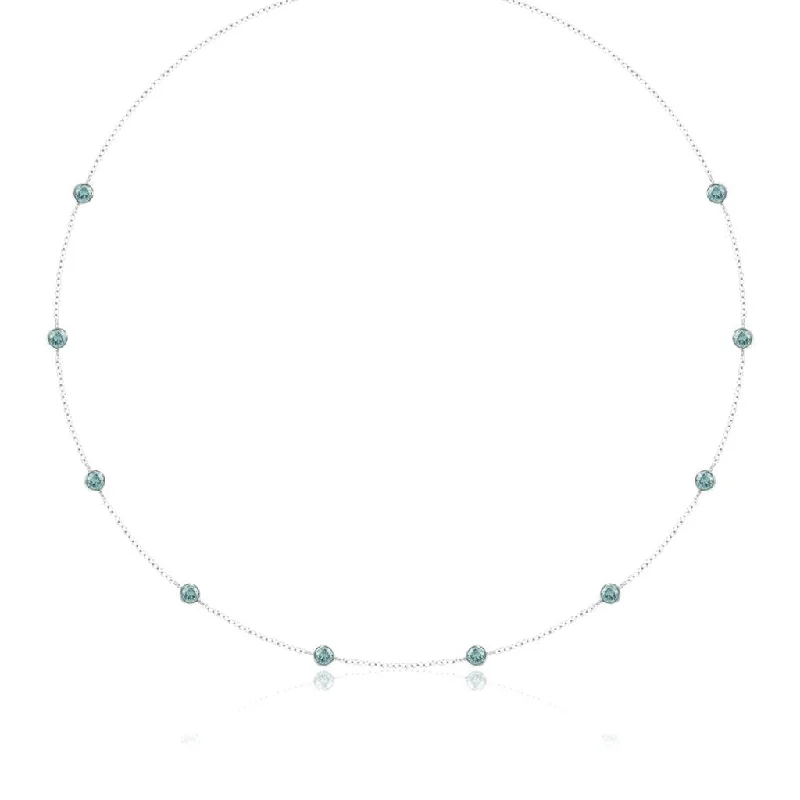 Must-Have Jewelry At Irresistible Discounts 14K White Gold Bezel Set Blue Topaz Station Necklace