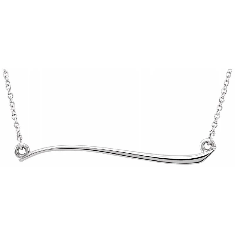 The Perfect Jewelry Piece At The Perfect Discount 14k White or Yellow Gold 36mm Freeform Bar Necklace, 17.5 Inch