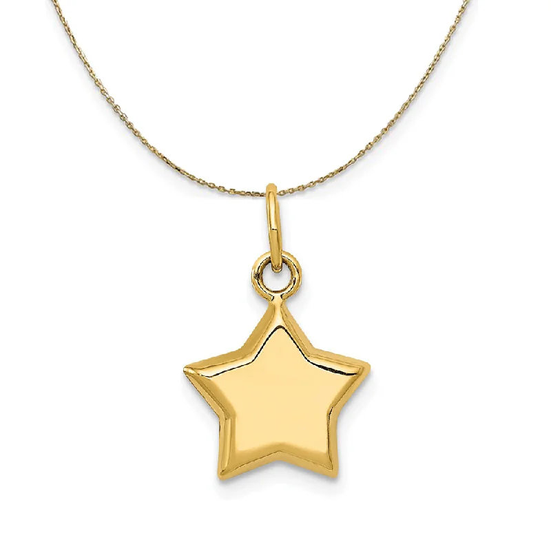 Personalized Engraved Jewelry For Meaningful Gifts 14k Yellow Gold 11mm Puffed Star Necklace