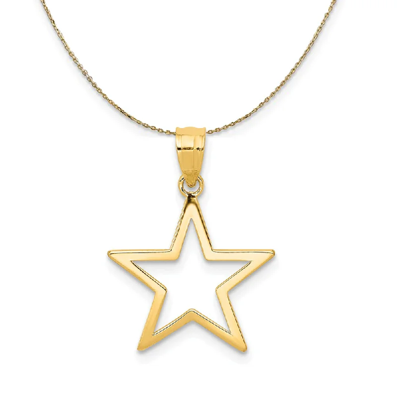 Trending Jewelry Now Available At Exclusive Prices 14k Yellow Gold 15mm Polished Cutout Star Necklace