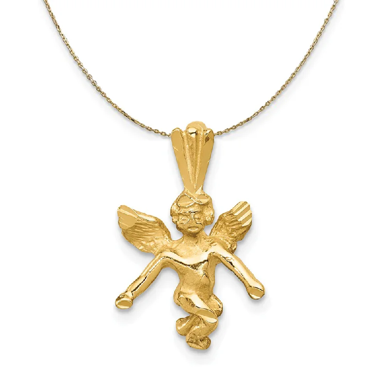 Shine Without Limits – Jewelry Sale Happening Now 14k Yellow Gold 3D Diamond Cut Angel Necklace