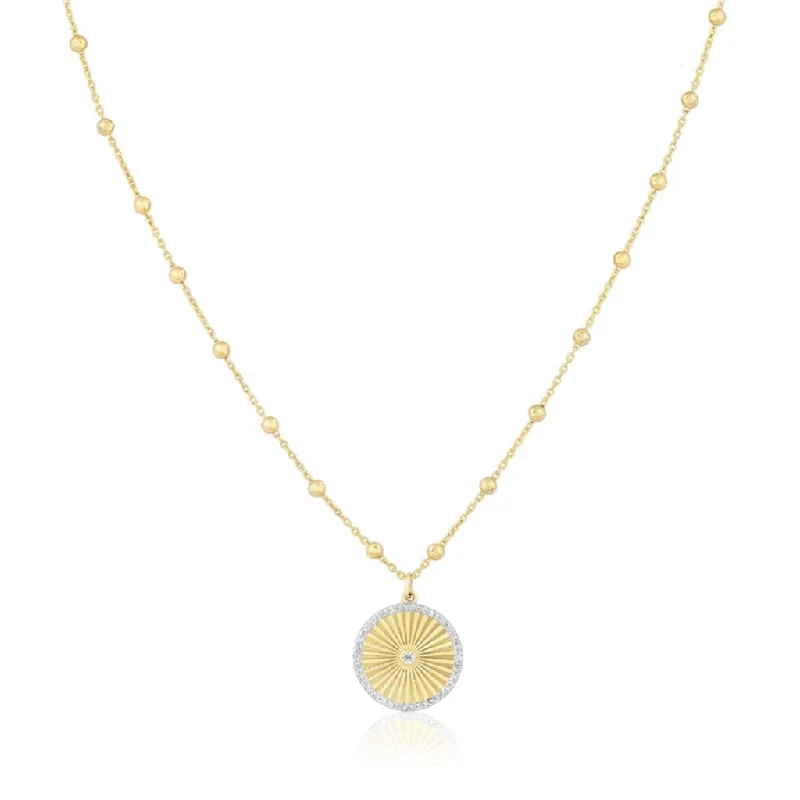 Premium Jewelry, Premium Discounts – Act Fast 14K Yellow Gold Overlay Fluted Disc Pendant Necklace