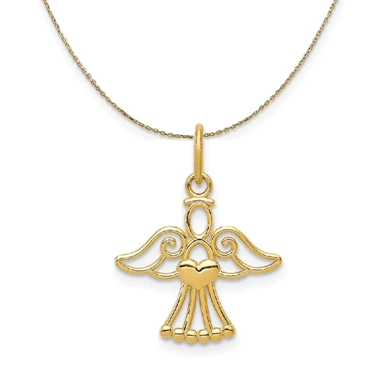 Beautiful Jewelry, Breathtaking Discounts – Hurry In 14k Yellow Gold Polished Small Angel with Heart Necklace