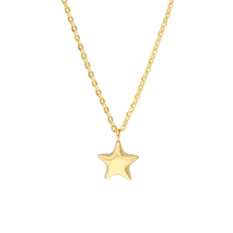 Flash Sale On Stunning Jewelry – Don't Miss Out 14K Yellow Gold Puff Star Pendant Necklace