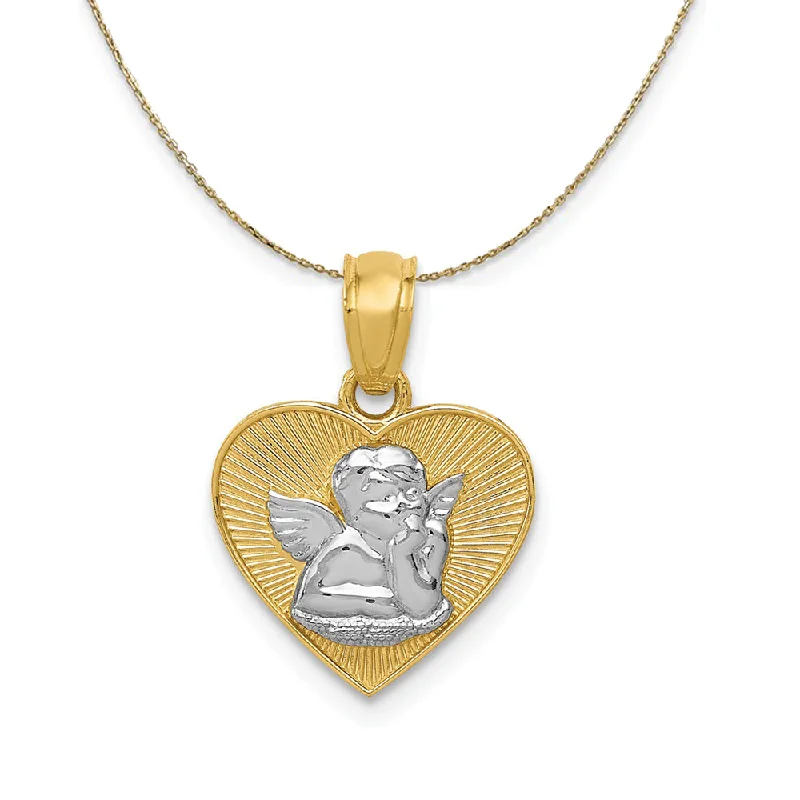 Final Call – Shop Exquisite Jewelry Before It's Gone 14k Yellow Gold & Rhodium Guardian Angel Heart Necklace