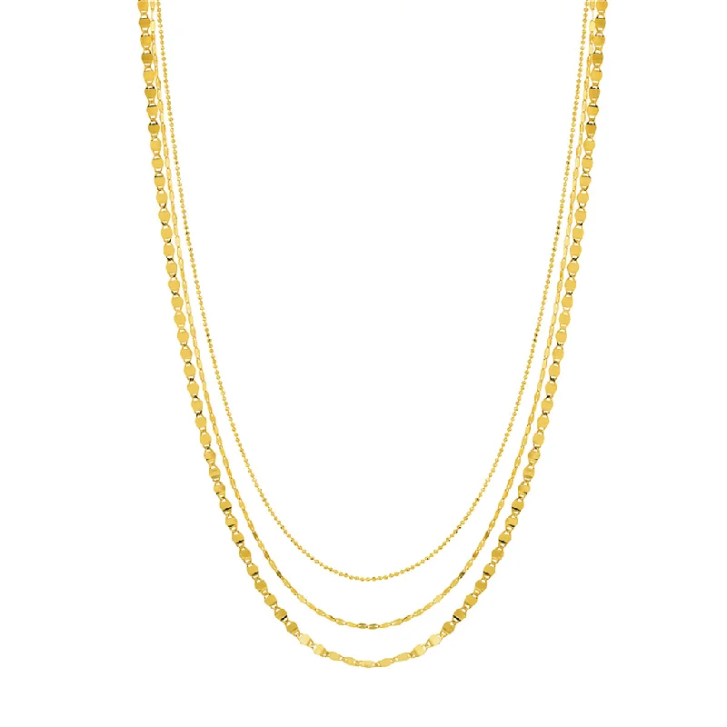 Elegant Jewelry At Unbeatable Prices – Shop Today 14K Yellow Gold Valentino Bead Triple Strand Layered Necklace