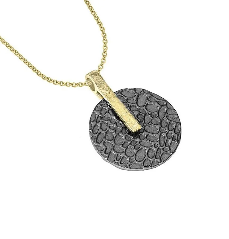 Elegant Jewelry, Exclusive Prices – Shop Now 18K Yellow Gold Vermeil Black Ruthenium Circle Pendant