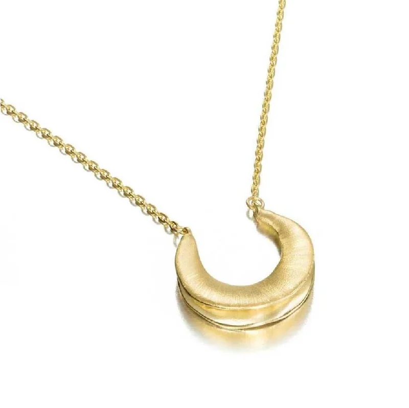 Grab Your Favorite Jewelry At The Lowest Prices 18K Yellow Gold Vermeil Crescent Moon Necklace