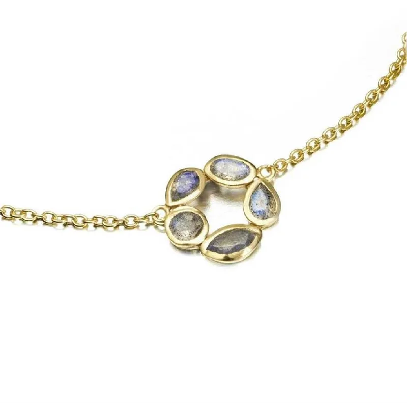 Fashion-Forward Jewelry At Incredible Prices 18K Yellow Gold Vermeil Labradorite Flower Necklace