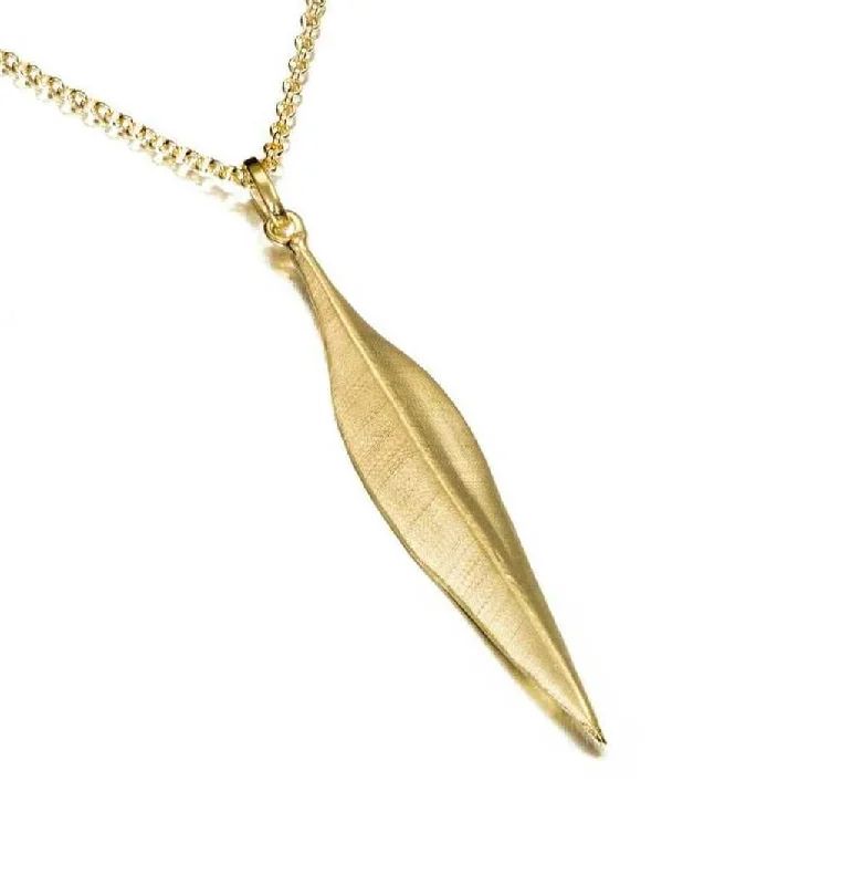 Trending Jewelry Styles Now At Limited-Time Discounts 18K Yellow Gold Vermeil Leaf Motif Drop Pendant