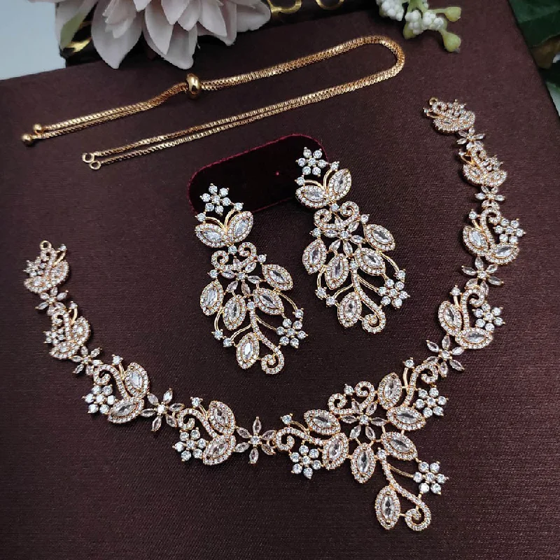 Elegant Rose Gold Jewelry For A Stylish Touch Aamrapali American Daimond Necklace Set