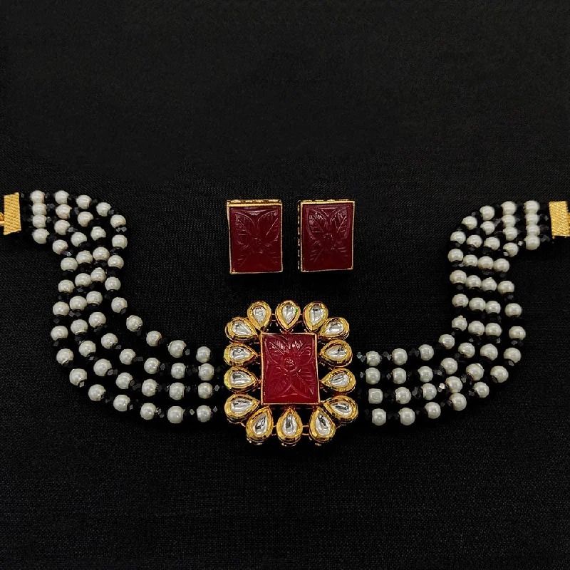 Jewelry Clearance Event – Stock Up Before It's Over Amoliya Jewels Gold Plated Kundan Stone And Pearls Choker Necklace Set