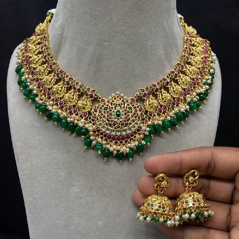 Shop Modern Jewelry Collections With Exclusive Discounts Amoliya Jewels Gold Plated Kundan Stone And Pearls Choker Necklace Set