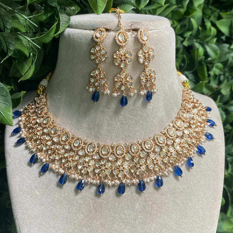 Jewelry Clearance – Final Chance To Save Big Amoliya Jewels Gold Plated Kundan Stone And Pearls Choker Necklace Set