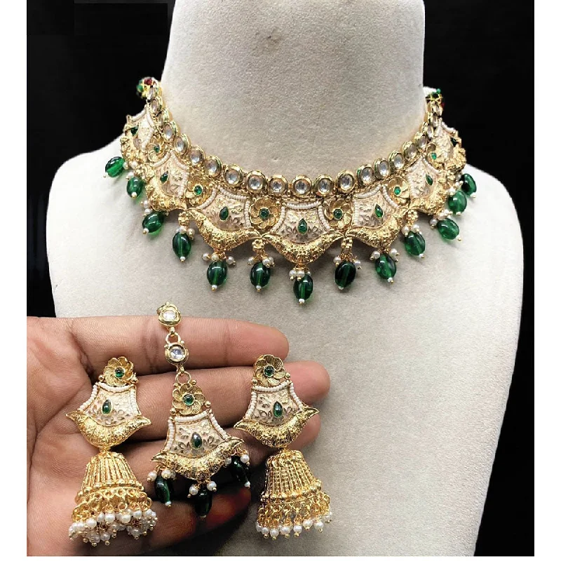 Exclusive Gemstone Jewelry Markdowns – Shop Now Amoliya Jewels Gold Plated Kundan Stone And Pearls Meenakari Choker Necklace Set