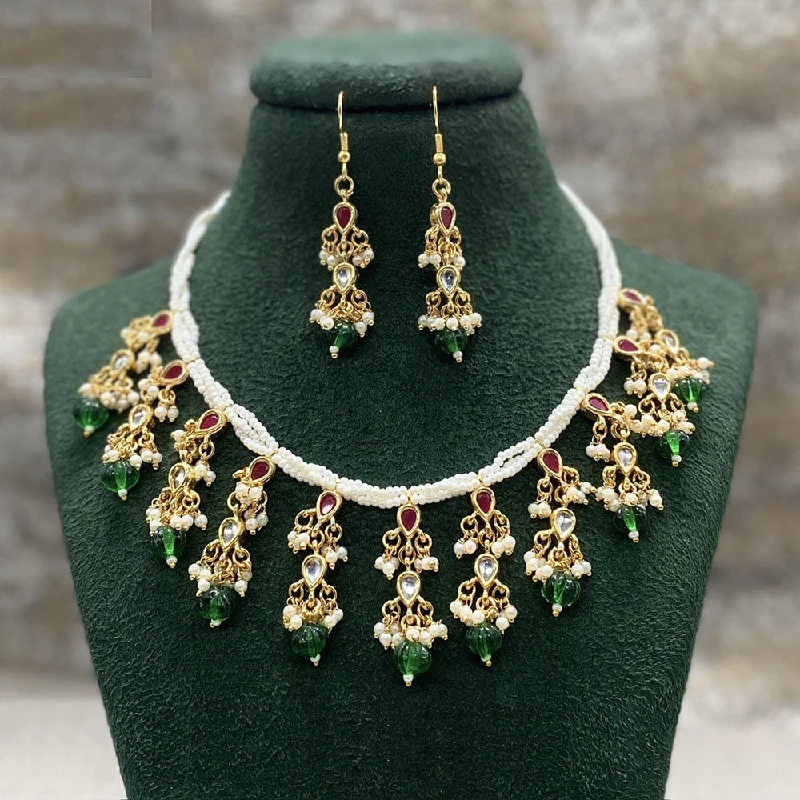 Affordable Elegance – Premium Jewelry At Special Prices Amoliya Jewels Gold Plated Kundan Stone And Pearls Necklace Set