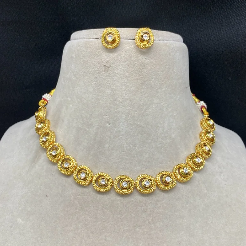 High-End Sparkle, Low-End Prices – Shop Now Amoliya Jewels Gold Plated Kundan Stone Necklace Set