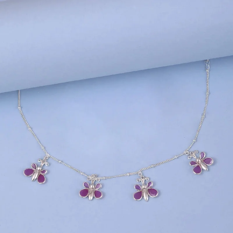 Single Silver butterfly anklet