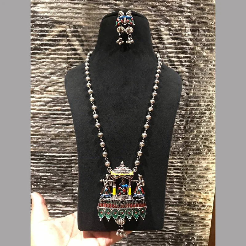 Unbeatable Offers On Luxury And Everyday Jewelry Bevy Pearls Oxidised Plated  Doli Meenakari Long Necklace