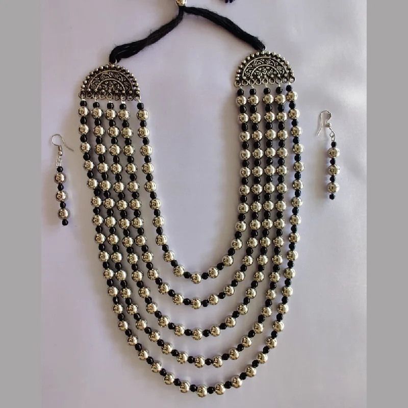 Premium Jewelry At Promotional Prices – Shine Today Bevy Pearls Oxidised Plated  Multi Layer Necklace