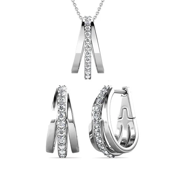 Luxury Meets Affordability – Jewelry Sale Now Live Cate & Chloe Bella 18k White Gold Necklace and Earrings Jewelry Set with Swarovski Crystals