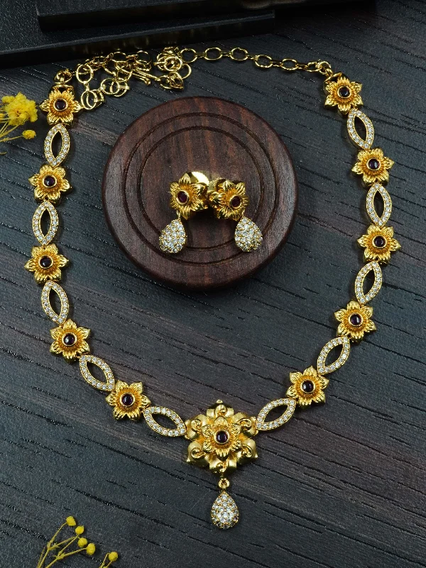 Stunning Jewelry Pieces At The Lowest Prices Ever Contemporay Floral design short necklace set