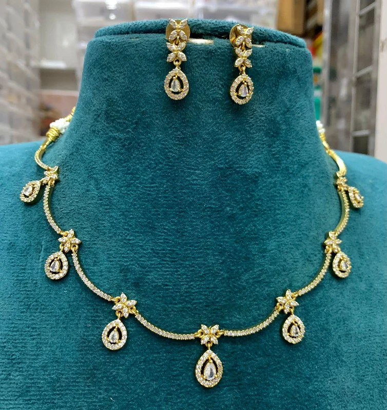 Get The Sparkle You Love At Prices You Adore Premium Antique Gold finish zercon stone necklace set