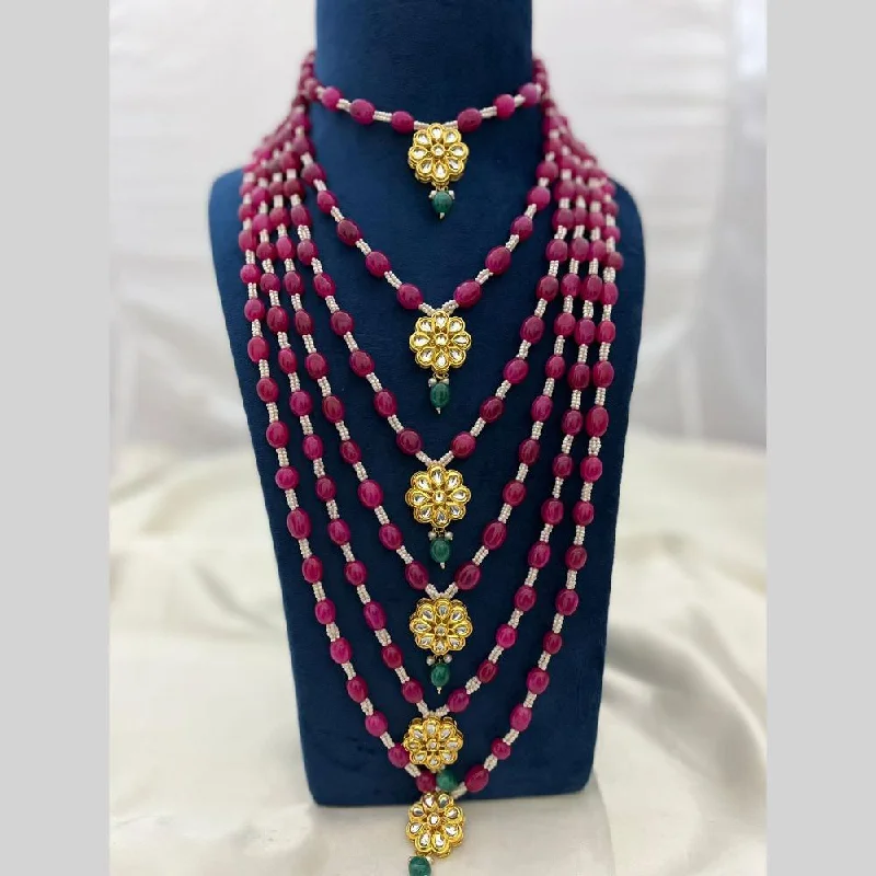 The Perfect Jewelry Piece At The Perfect Price FS Collection Gold Plated Kundan Stone Multi Layer Necklace Set