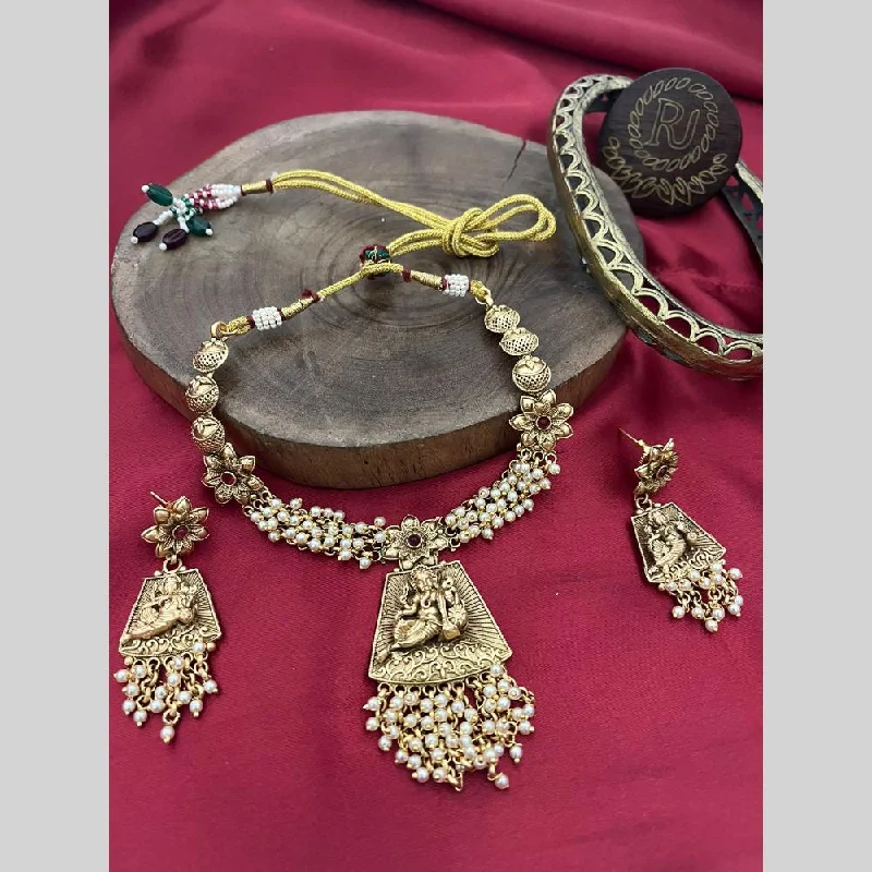 Flash Sale On Stunning Jewelry – Don't Miss Out FS Collection Gold Plated Pota Stone And Pearls Lord Ganesha Necklace Set