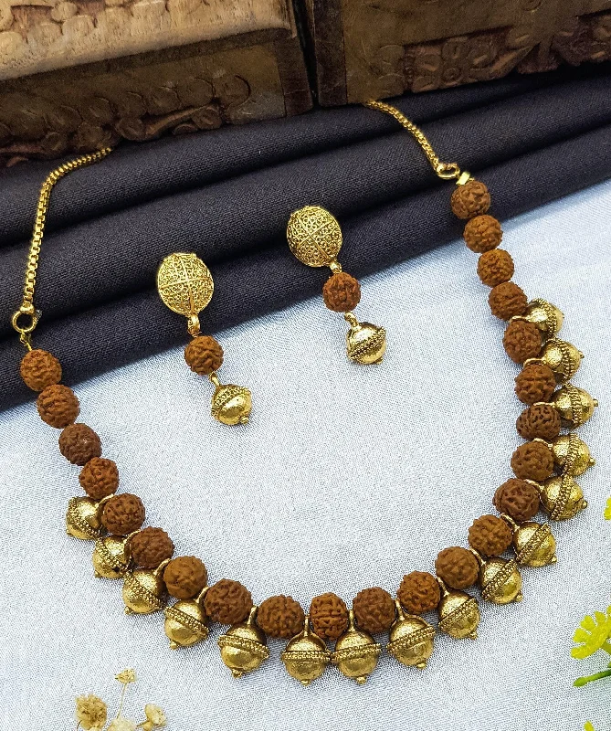 Save On Luxury Jewelry Pieces – Limited-Time Offers Gold Finish Premium Rudraksha Necklace Set