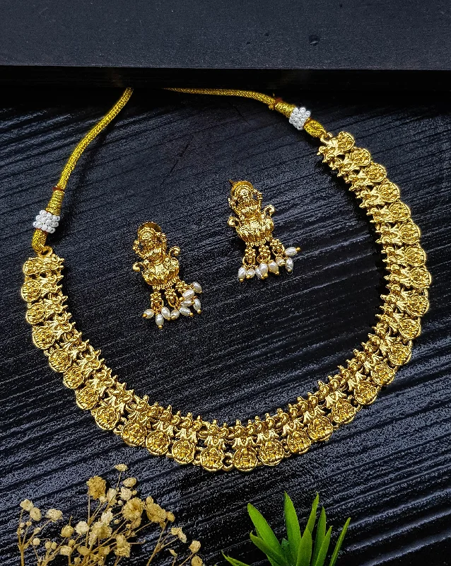 Flash Sale On Elegant Jewelry – Don't Miss Out Gold Plated Designer Laxmi Necklace Set