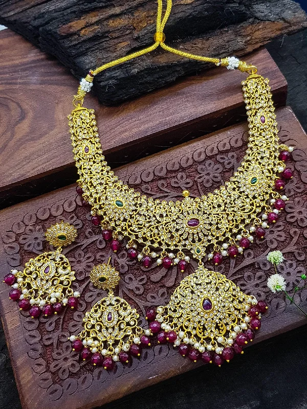 Discover Unique Jewelry With Special Limited-Time Offers Gold Plated Bridal Polki Short Necklace Set