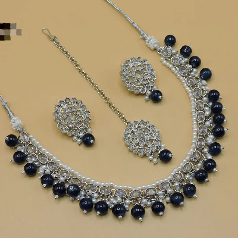 Jewelry Clearance Event – Stock Up Before It's Over Hira Collections Silver Plated Crystal Stone Necklace Set