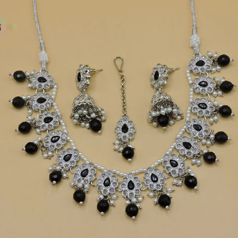 Celebrate Every Occasion With Sparkling Savings Hira Collections Silver Plated Crystal Stone Necklace Set