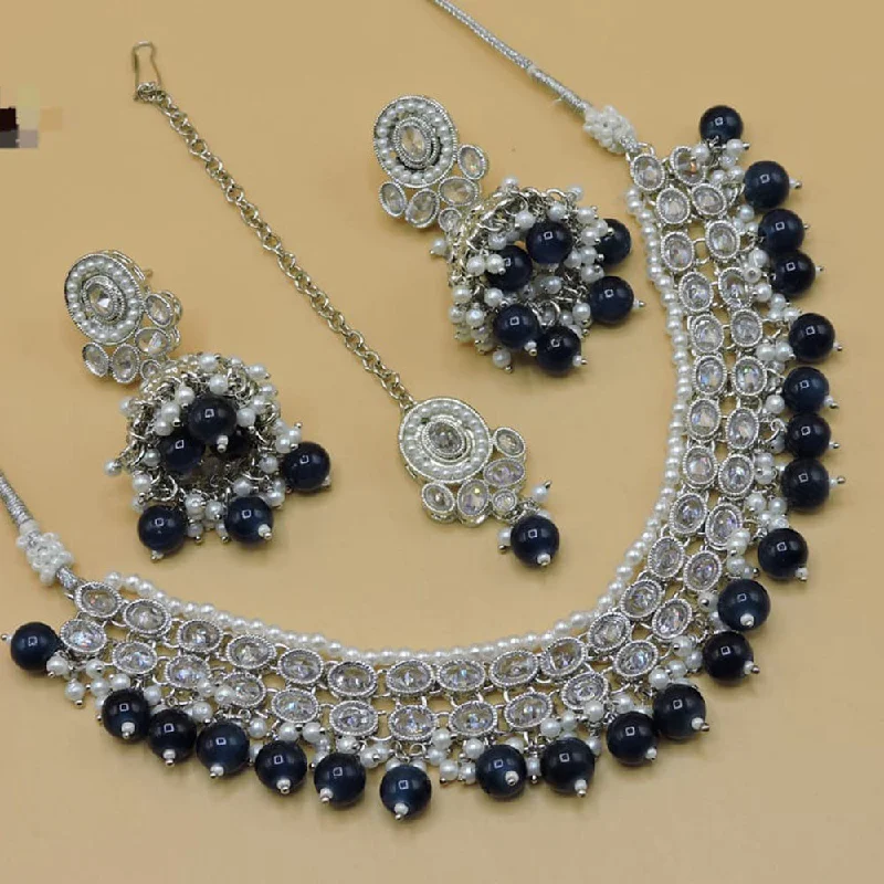 Elevate Your Outfit With Discounted Statement Jewelry Hira Collections Silver Plated Crystal Stone Necklace Set