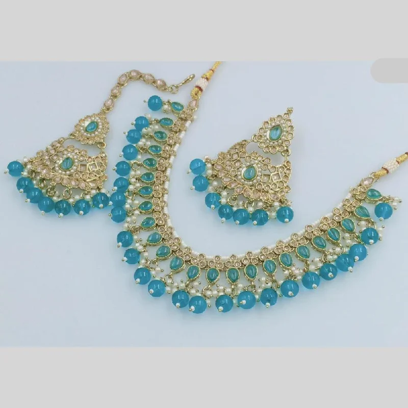 Shop Dazzling Jewelry With Special Promotional Discounts JCM Gold Plated Crystal Stone And Pearls Necklace Set