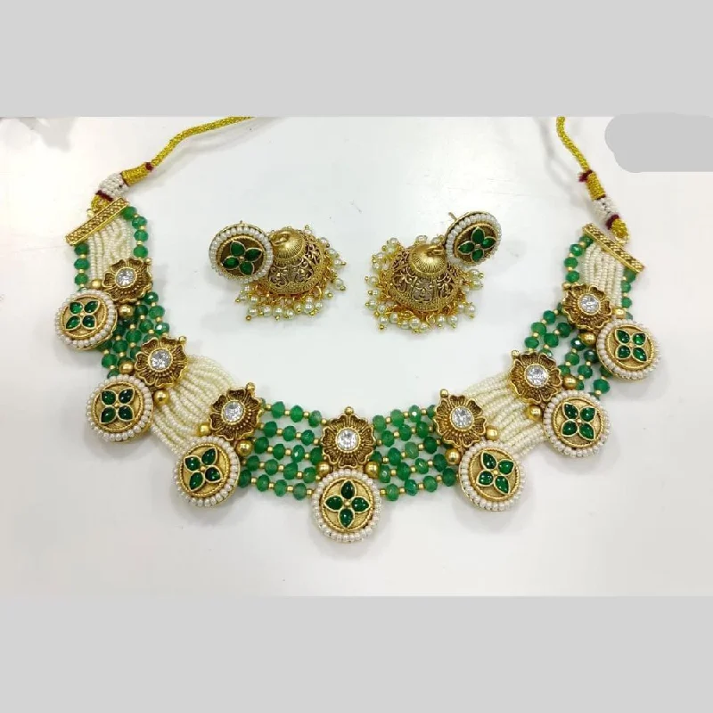 Elegant Jewelry At Unbeatable Offers – Shop Before It's Gone JCM Gold Plated Pota Stone And Pearls Necklace Set