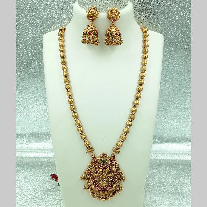 Jewelry Deals That Sparkle – Shop Today Joyful Jewel Art Matte Gold Plated Pota Stone Temple Long Necklace Set