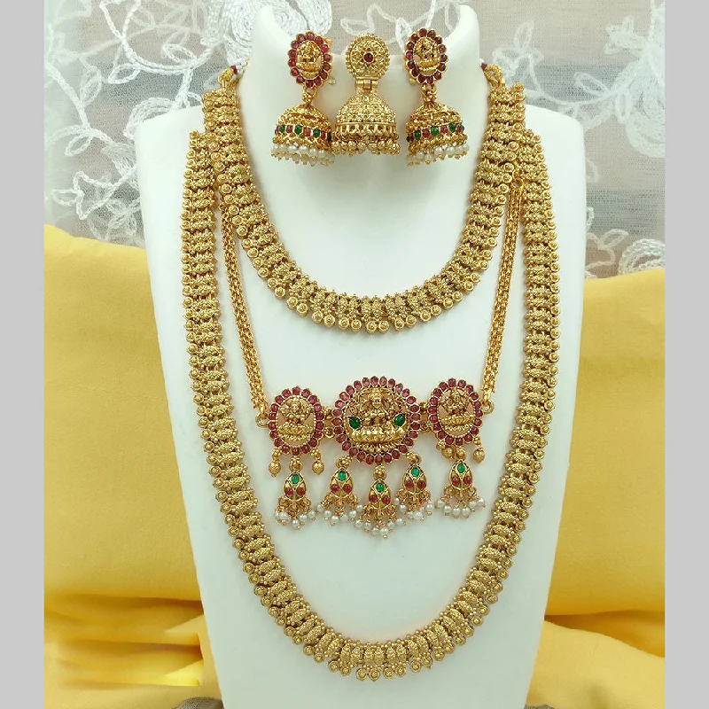 High-End Sparkle, Low-End Prices – Jewelry Sale Live Joyful Jewel Art Matte Gold Plated Pota Stone Temple Necklace Combo