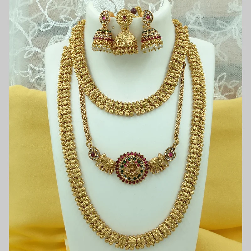 Stunning Jewelry At Even More Stunning Prices Joyful Jewel Art Matte Gold Plated Pota Stone Temple Necklace Combo