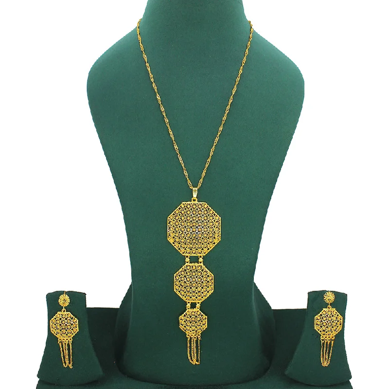 Clearance Sale On High-End Jewelry Collections Mahavir Forming Look Gold Plated Long Necklace Set